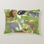 Safari Boy Cute Oerwoud Animals | Meisje Accent Kussen (Achterkant)