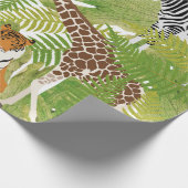 Safari Boy Cute Oerwoud Animals | Meisje Cadeaupapier (Hoek)