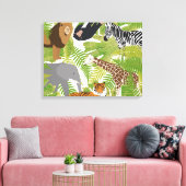 Safari Boy Cute Oerwoud Animals | Meisje Canvas Afdruk (Insitu (Woonkamer))