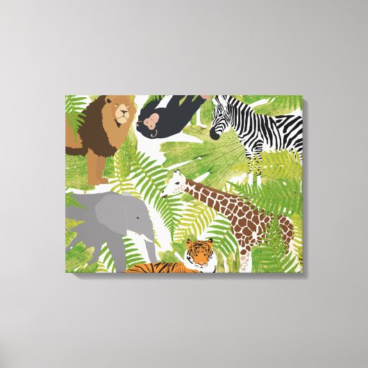 Safari Boy Cute Oerwoud Animals | Meisje Canvas Afdruk (Voorkant)
