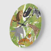 Safari Boy Cute Oerwoud Animals | Meisje Grote Klok (Hoek)