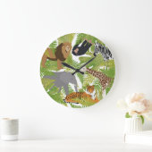 Safari Boy Cute Oerwoud Animals | Meisje Grote Klok (Huis)