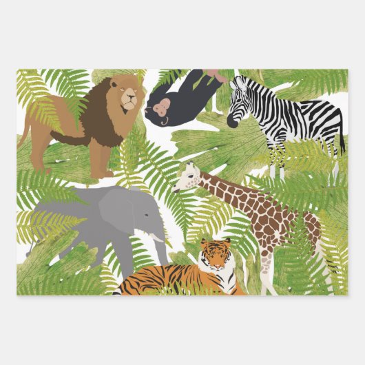 Safari Boy Cute Oerwoud Animals | Meisje Inpakpapier Vel (Voorkant 2)