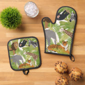 Safari Boy Cute Oerwoud Animals | Meisje Ovenwant & Pannenlap Set (Top down)
