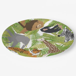 Safari Boy Cute Oerwoud Animals   Meisje Papieren Bordje