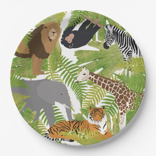 Safari Boy Cute Oerwoud Animals | Meisje Papieren Bordje (Voorkant)