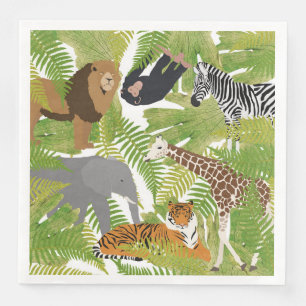 Safari Boy Cute Oerwoud Animals   Meisje Servet