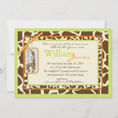 Safari Boy Green Announcement Card Aankondiging (Achterkant)