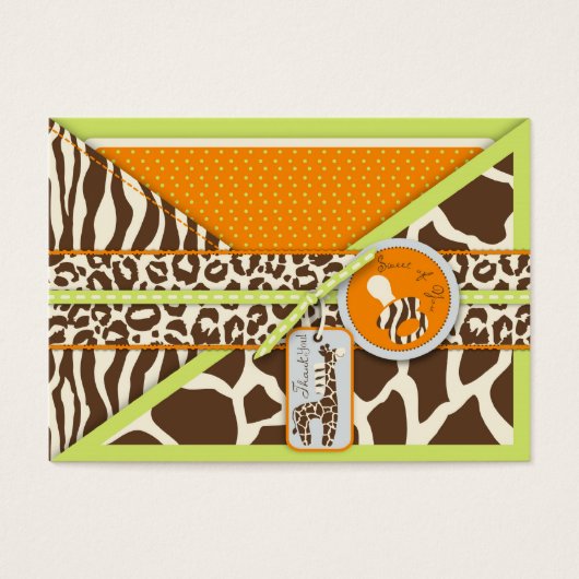 Safari Boy Groen Cadeau Label Visitekaartjes (Voorkant)
