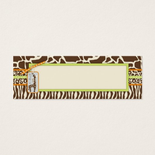 Safari Boy Groen Skinny Gift Label 2 Mini Visitekaartjes (Voorkant)