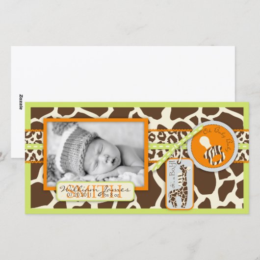 Safari Boy Groene Fotokaart Feestdagenkaart (Voorkant / Achterkant)