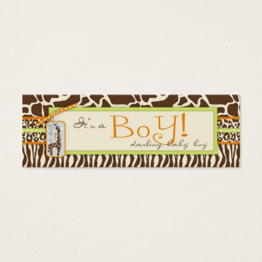Safari Boy Groene Skinny Gift Label Mini Visitekaartjes (Voorkant)