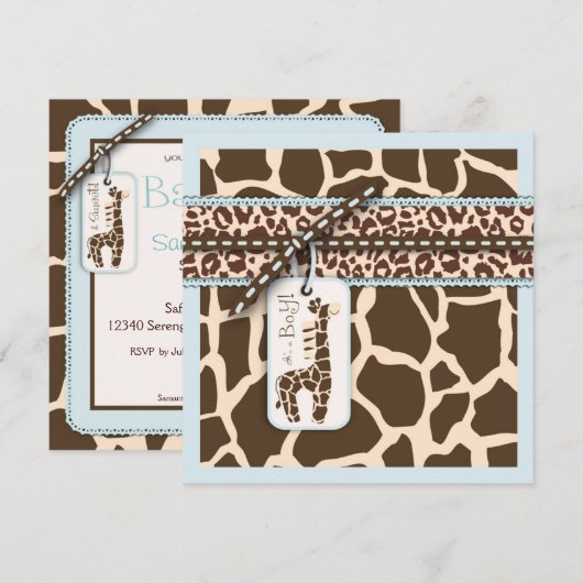 Safari Boy Invitation Square 2 Kaart (Voorkant / Achterkant)