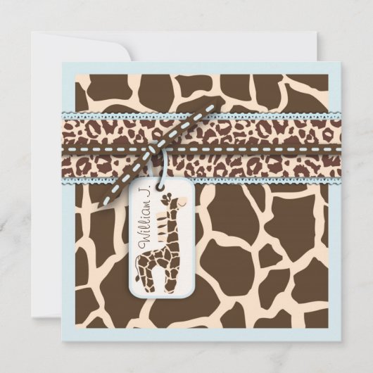 Safari Boy Invitation Square 2B Kaart (Voorkant)