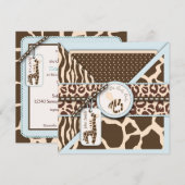 Safari Boy Invitation Square 3 Kaart (Voorkant / Achterkant)