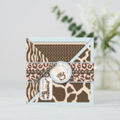 Safari Boy Invitation Square 3 Kaart (Staand voorkant)
