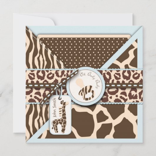 Safari Boy Invitation Square 3 Kaart (Voorkant)