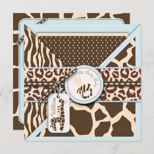 Safari Boy Invitation Square_bpimentel Kaart (Voorkant / Achterkant)