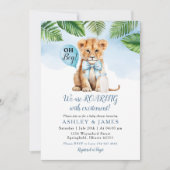 Safari Boy Lion Greenery Baby shower Bow stropdas Kaart (Voorkant)