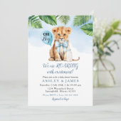 Safari Boy Lion Greenery Baby shower Bow stropdas Kaart (Staand voorkant)