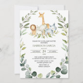Safari Boy Oerwoud Animals Baby shower Kaart (Voorkant)