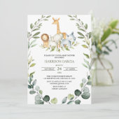 Safari Boy Oerwoud Animals Baby shower Kaart (Staand voorkant)