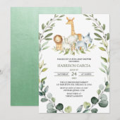 Safari Boy Oerwoud Animals Baby shower Kaart (Voorkant / Achterkant)