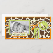 Safari Boy Oranje Fotokaart Aankondiging (Voorkant / Achterkant)