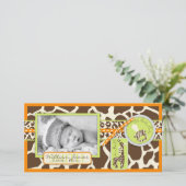 Safari Boy Oranje Fotokaart Aankondiging (Staand voorkant)