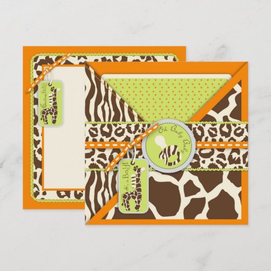 Safari Boy Oranje Square Kaart (Voorkant / Achterkant)