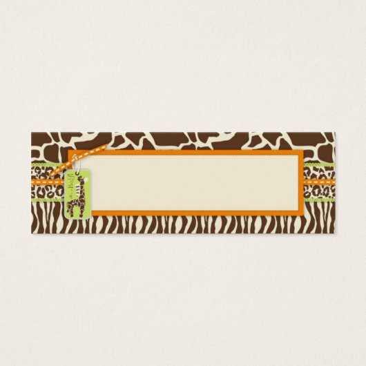 Safari Boy Sinaasappel Skinny Gift Label 2 Mini Visitekaartjes (Voorkant)