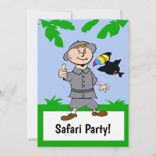 Safari Boy & Toucan Oerwoud Theme Uitnodiging