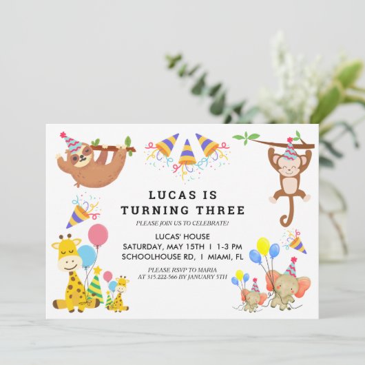 Safari Boys Birthday Kaart (Staand voorkant)