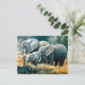 Safari Briefkaart van de familie Elephant (Staand voorkant)