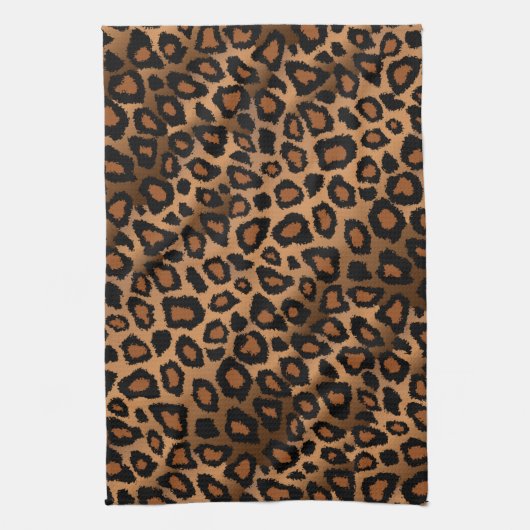 Safari Brown Leopard Animal Print Theedoek (Verticaal)