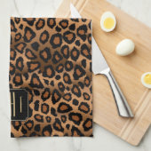 Safari Brown Leopard - Monogram Kitchen Towel Theedoek (Quarter Fold)