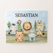 Safari cadeaus voor jongens, gepersonaliseerde saf legpuzzel (Horizontaal)