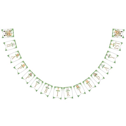 Safari Car Greenery Birthday Oerwouden Vlaggetjes (Alle)