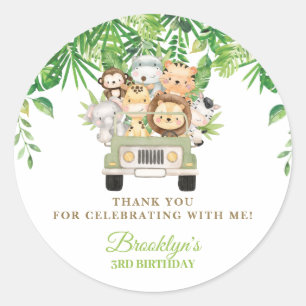 Safari Car Greenery Favor Oerwouden Ronde Sticker