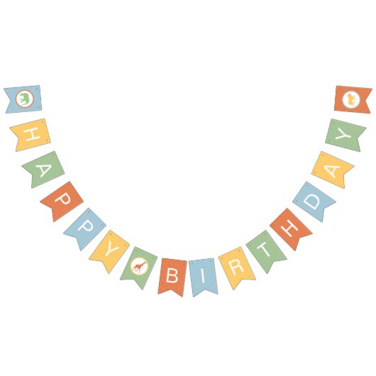 Safari Carousel Birthday Banner Bunting (Alle)