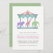 Safari Carousel Birthday Uitnodiging (Voorkant / Achterkant)