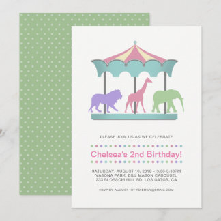Safari Carousel Birthday Uitnodiging