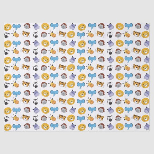 Safari Celebration: Leuke dierenillustratieverpakk Tissuepapier (Voorkant)