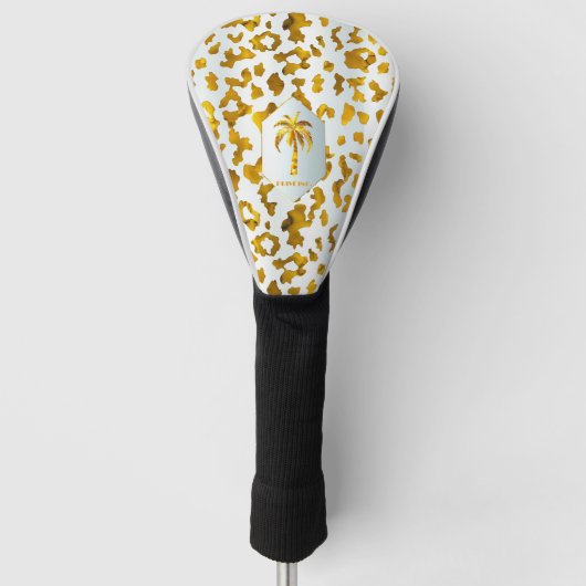 Safari Chic Gold Leopard Print Golfheadcover (Voorkant)