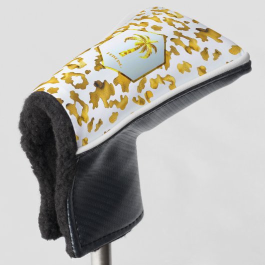 Safari Chic Gold Leopard Print Putter Golfheadcover (3/4 voorkant)
