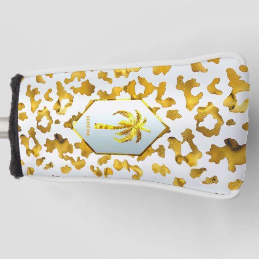 Safari Chic Goud Luipaardprint Putter Golfheadcover (Voorkant)