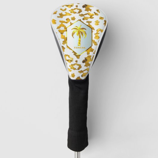 Safari Chic Gouden Luipaardprint Golfheadcover (Voorkant)