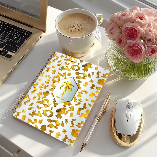 Safari Chic Luxe Gold & White Animal Print Notitieboek