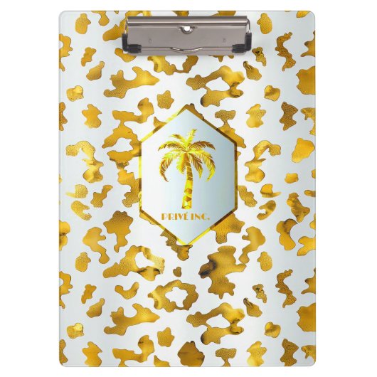 Safari Chic Luxe Goud & Wit Dierenprint Klembord (Voorkant)