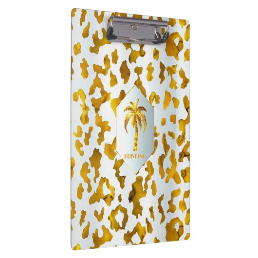 Safari Chic Luxe Goud & Wit Dierenprint Klembord (Rechts)
